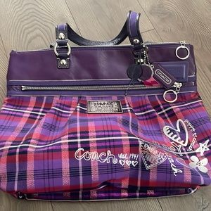 Like New Poppy Tartan Coach Bag
